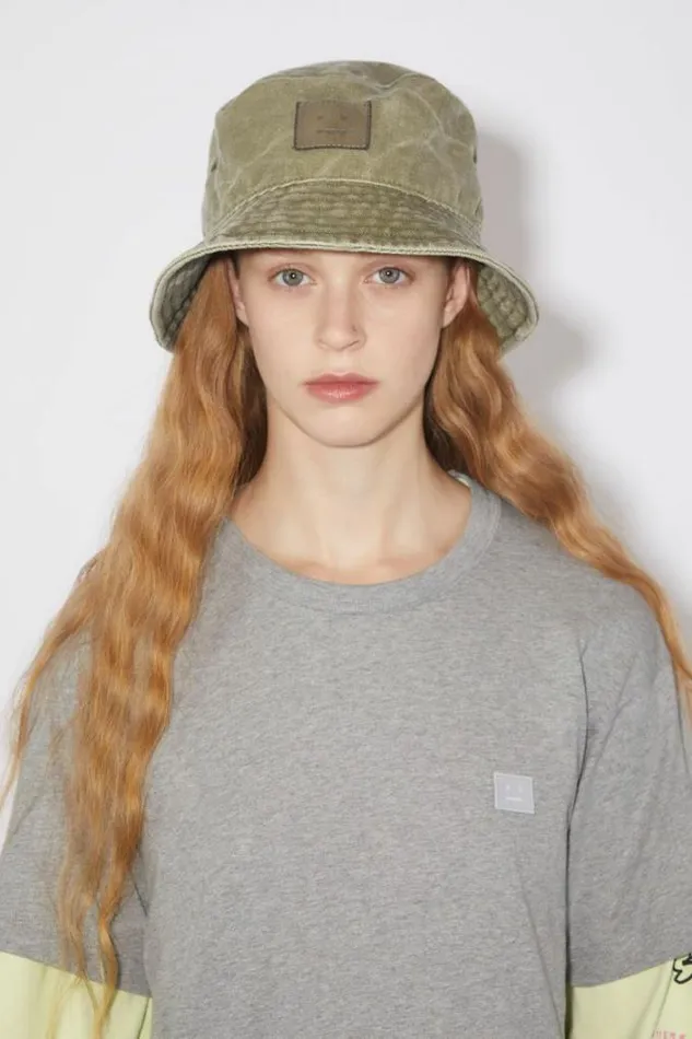 Acne Studios Face Collection Woman Bucket Hat Khaki Beige