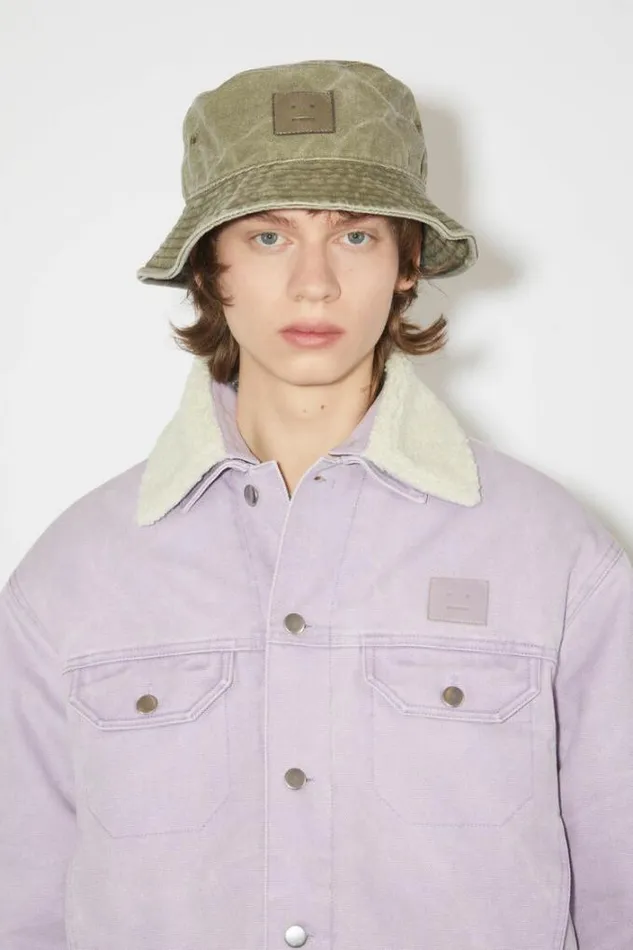 Acne Studios Face Collection Woman Bucket Hat Khaki Beige