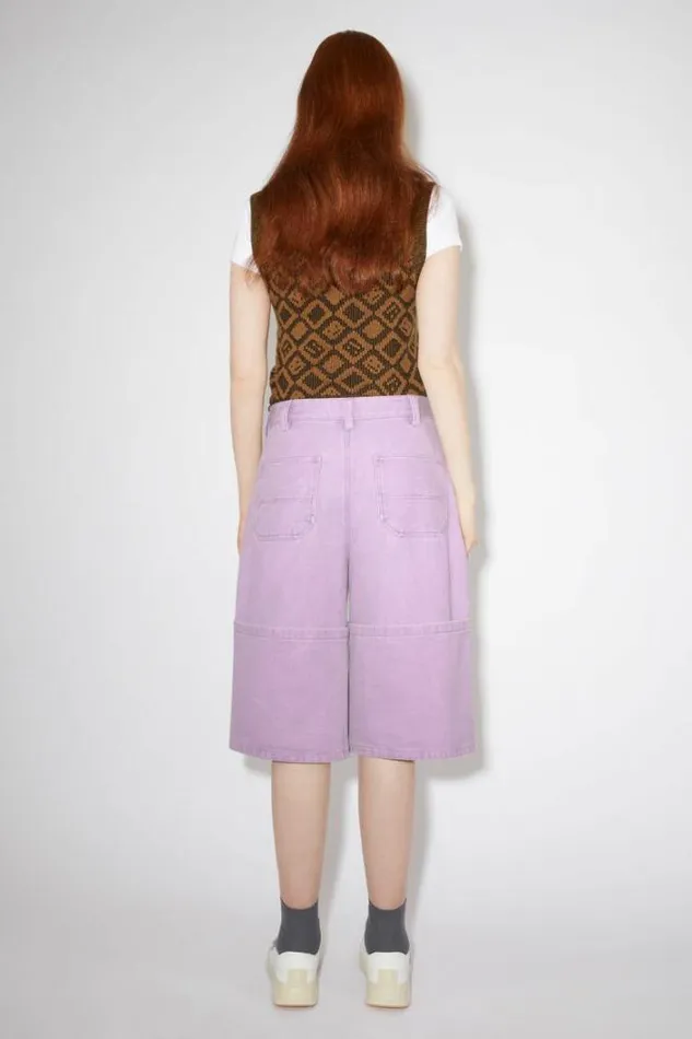Acne Studios Face Collection Woman Canvas Cotton ShortsUnisex Smoky Purple