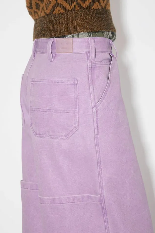 Acne Studios Face Collection Woman Canvas Cotton ShortsUnisex Smoky Purple