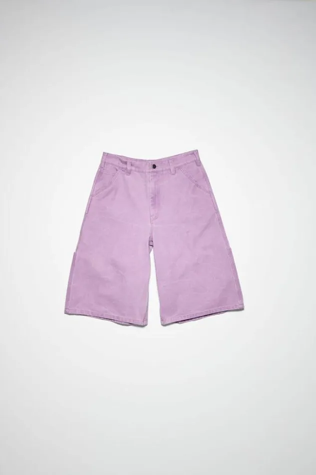 Acne Studios Face Collection Woman Canvas Cotton ShortsUnisex Smoky Purple