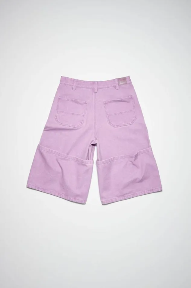 Acne Studios Face Collection Woman Canvas Cotton ShortsUnisex Smoky Purple