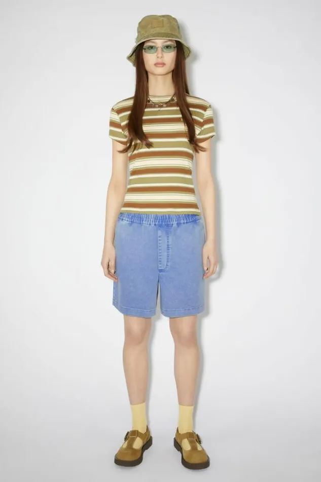 Acne Studios Face Collection Woman Cotton ShortsUnisex Electric Blue