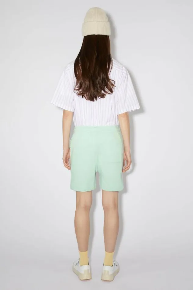 Acne Studios Face Collection Woman Cotton Sweat ShortsUnisex Soft Green