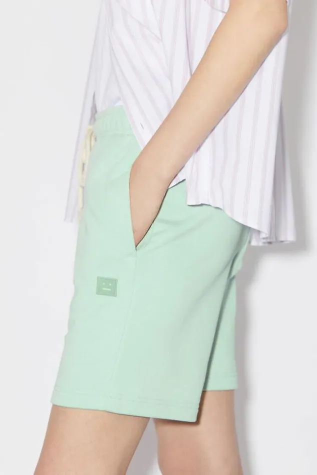 Acne Studios Face Collection Woman Cotton Sweat ShortsUnisex Soft Green