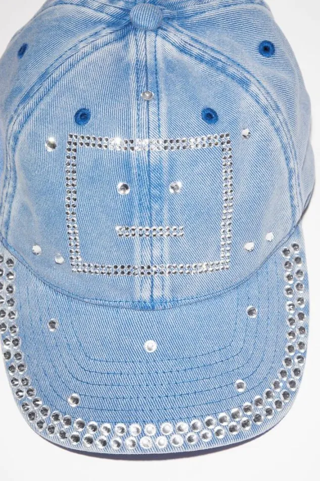 Acne Studios Face Collection Woman Crystal Face Logo Cap Electric Blue