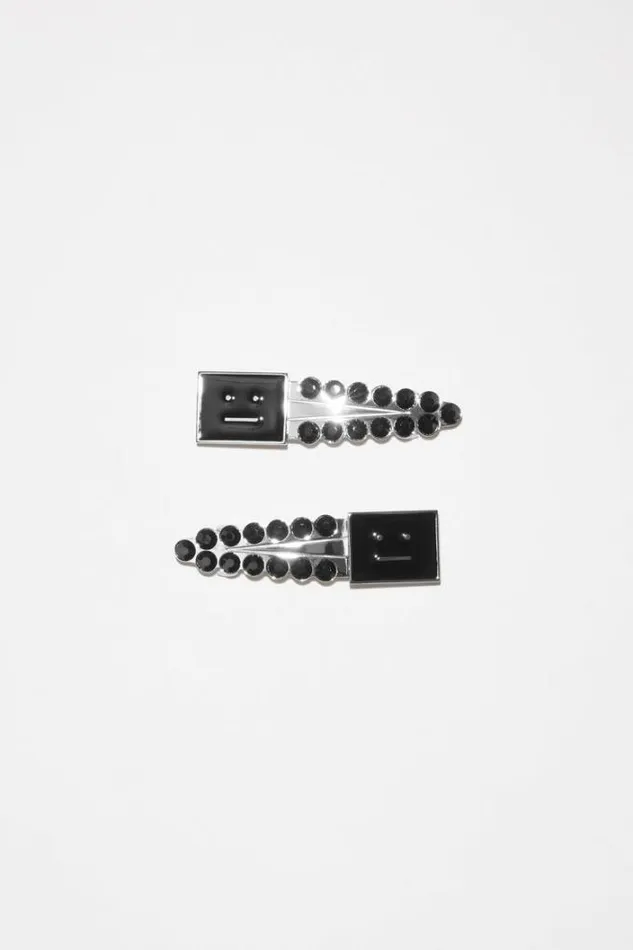 Acne Studios Face Collection Woman Face Logo Hairclips Black