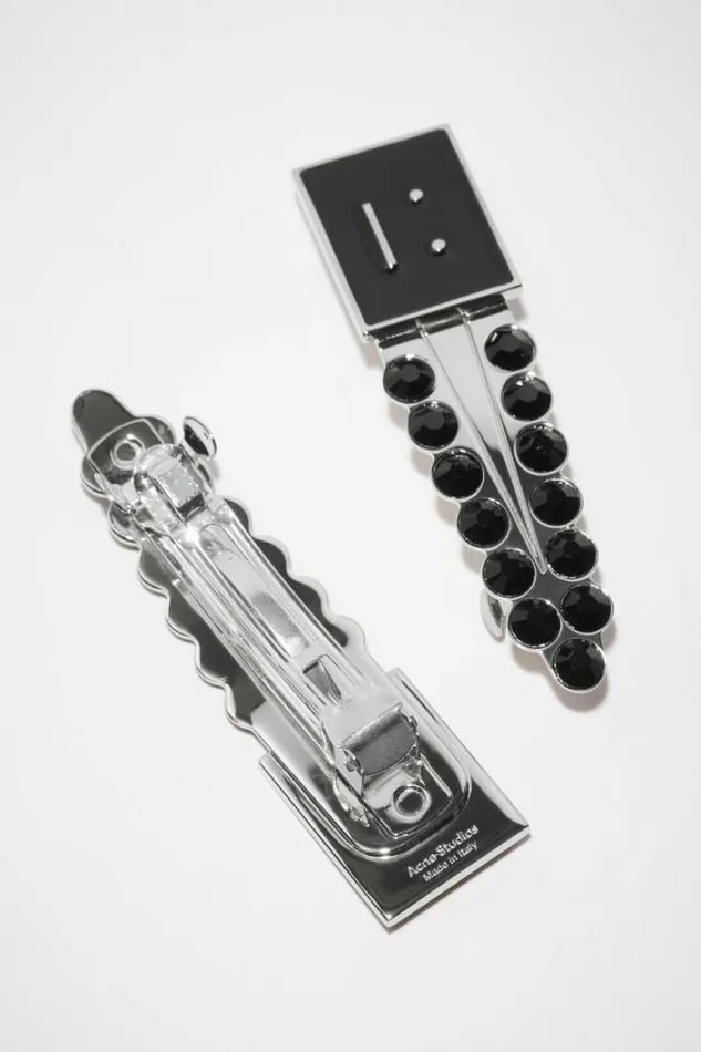 Acne Studios Face Collection Woman Face Logo Hairclips Black