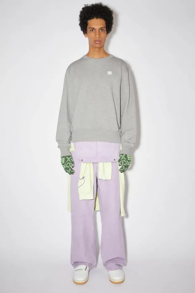 Acne Studios Face Collection Woman Face Logo Jacquard Gloves BlackSpring Green