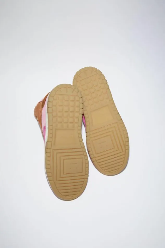 Acne Studios Face Collection Woman High Top Leather Sneakers PinkBeige