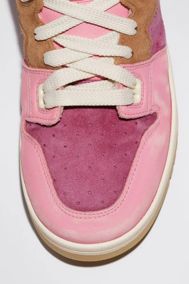 Acne Studios Face Collection Woman High Top Leather Sneakers PinkBeige