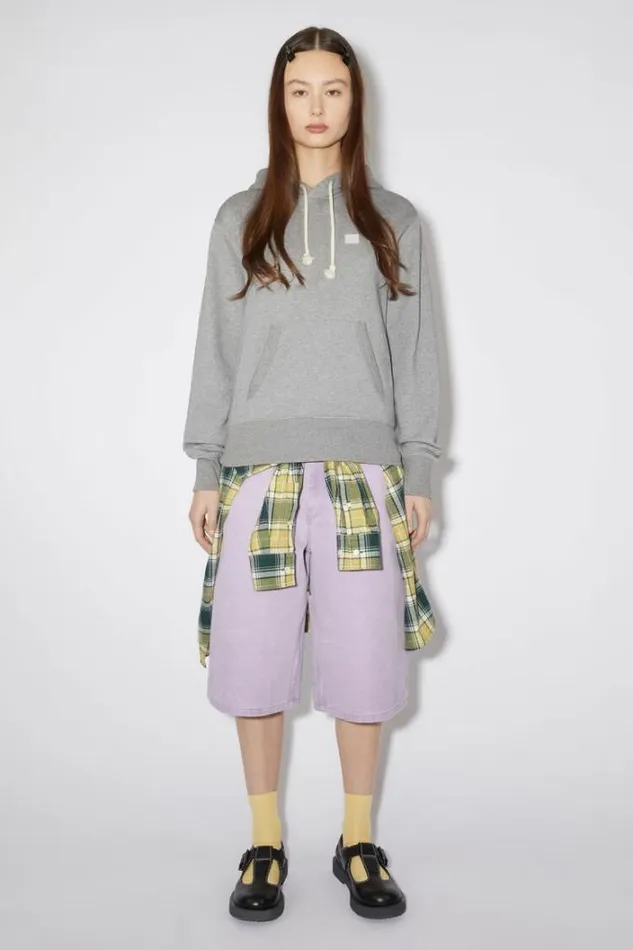 Acne Studios Face Collection Woman Hooded SweatshirtUnisex Light Grey Melange