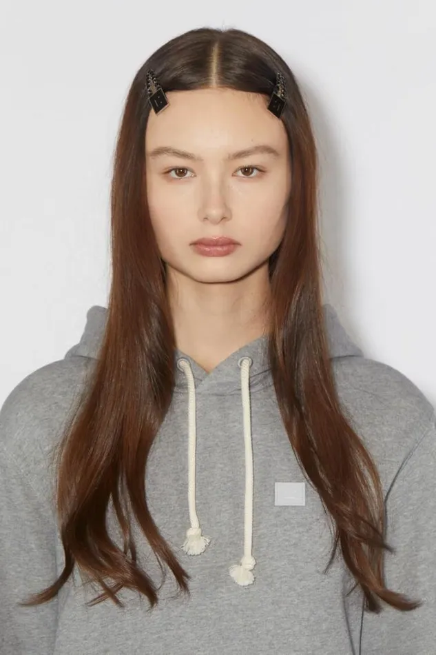 Acne Studios Face Collection Woman Hooded SweatshirtUnisex Light Grey Melange