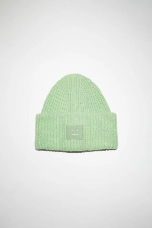 Acne Studios Face Collection Woman Large Face Logo Beanie Spring Green