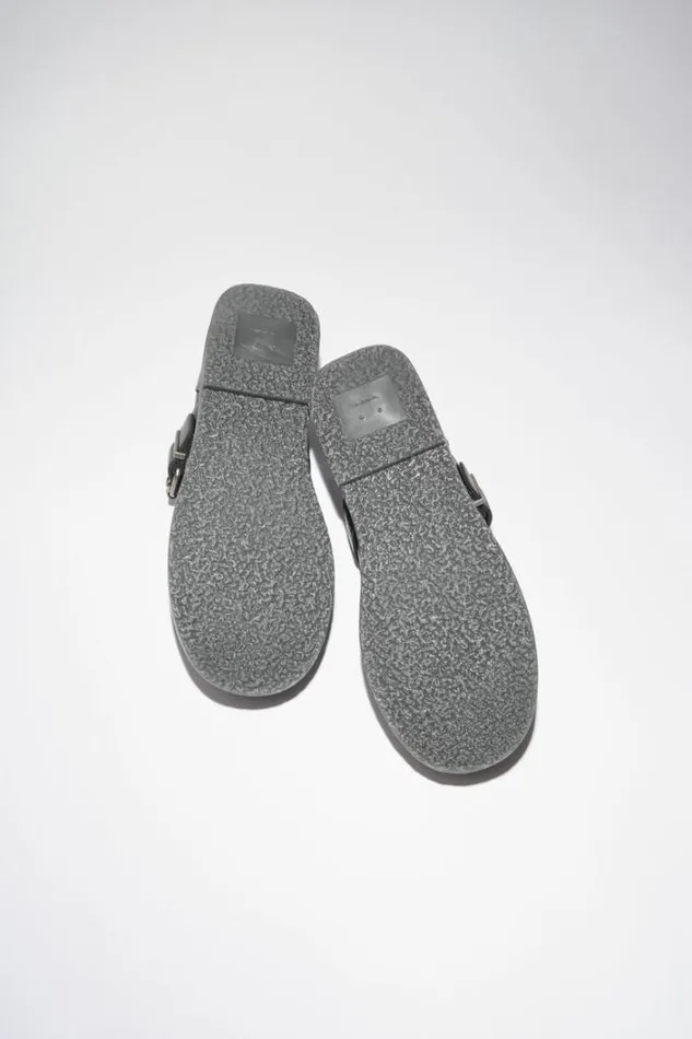 Acne Studios Face Collection Woman Leather Buckle Shoes Black