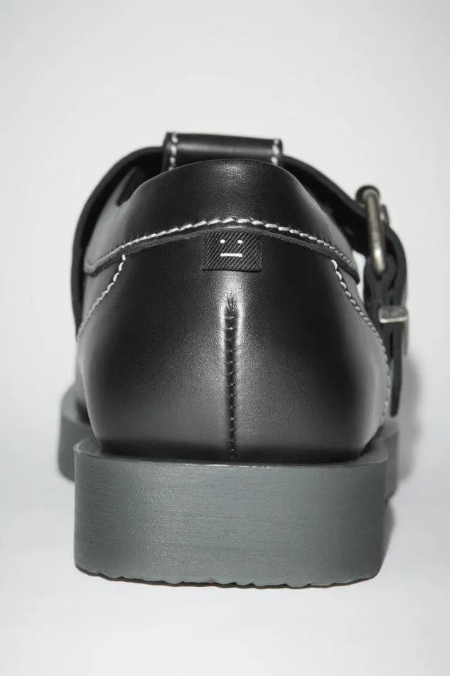 Acne Studios Face Collection Woman Leather Buckle Shoes Black