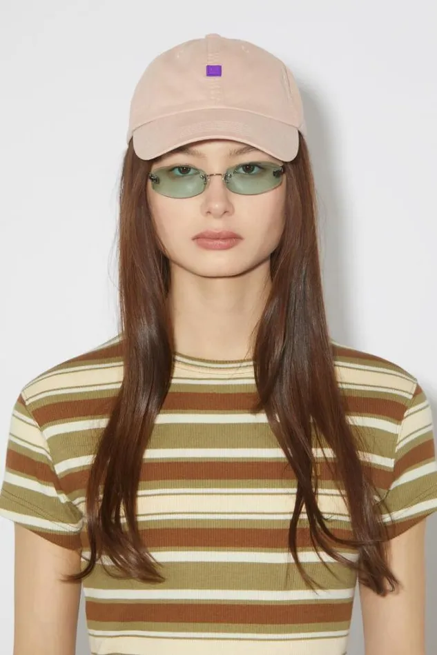 Acne Studios Face Collection Woman Micro Face Baseball Cap Dusty Beige