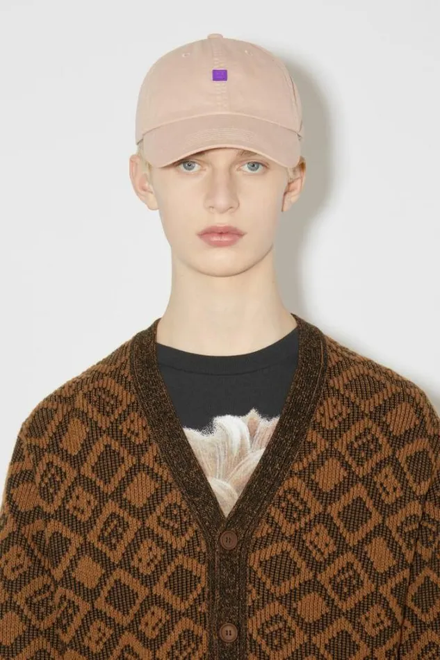Acne Studios Face Collection Woman Micro Face Baseball Cap Dusty Beige