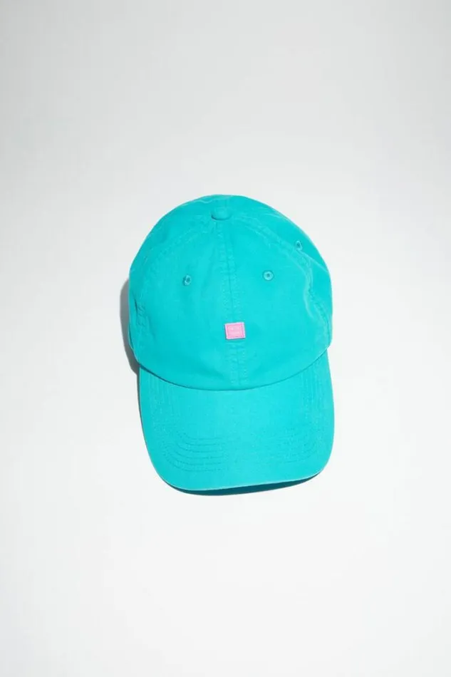Acne Studios Face Collection Woman Micro Face Baseball Cap Sea Green