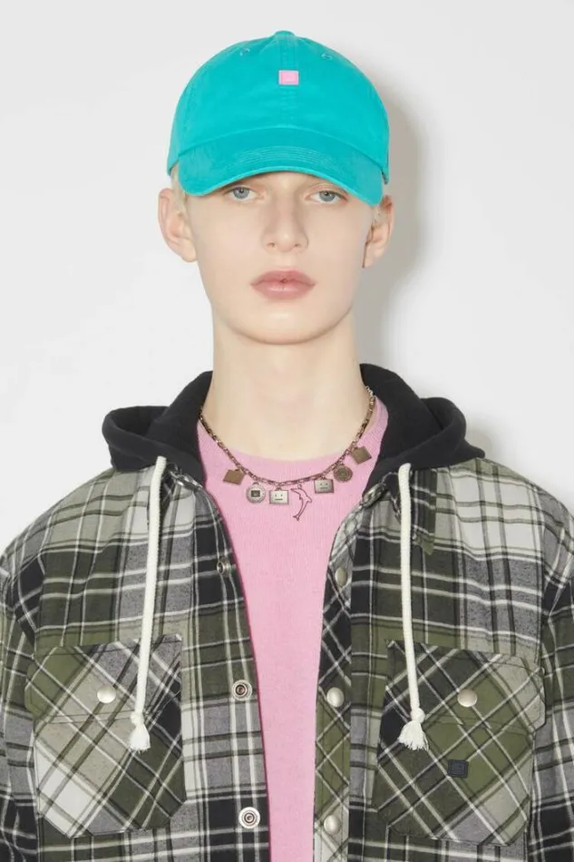 Acne Studios Face Collection Woman Micro Face Baseball Cap Sea Green