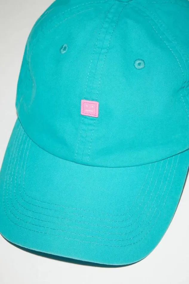 Acne Studios Face Collection Woman Micro Face Baseball Cap Sea Green
