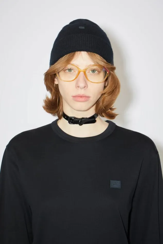 Acne Studios Face Collection Woman Micro Face Patch Beanie Black