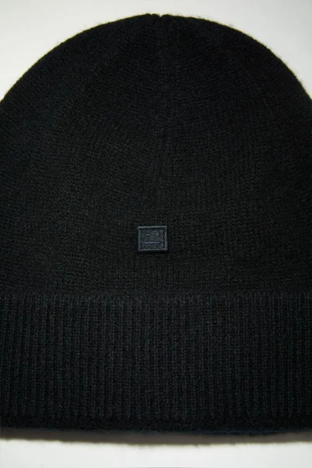 Acne Studios Face Collection Woman Micro Face Patch Beanie Black