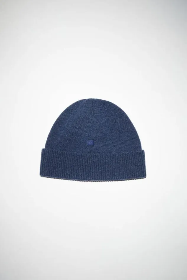 Acne Studios Face Collection Woman Micro Face Patch Beanie Ink Blue