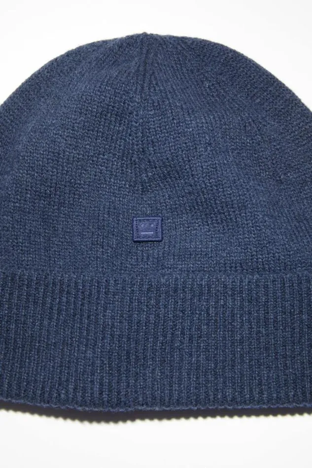 Acne Studios Face Collection Woman Micro Face Patch Beanie Ink Blue
