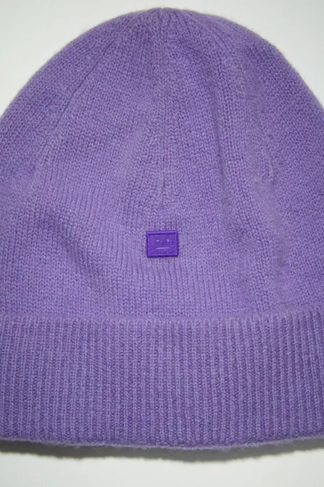Acne Studios Face Collection Woman Micro Face Patch Beanie Iris Purple