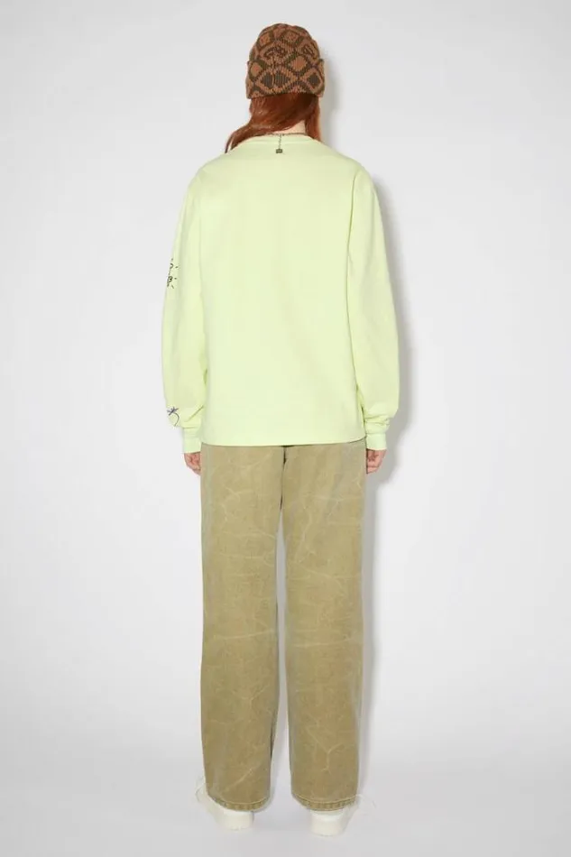 Acne Studios Face Collection Woman Scribbles Long Sleeve TshirtUnisex Flou Green