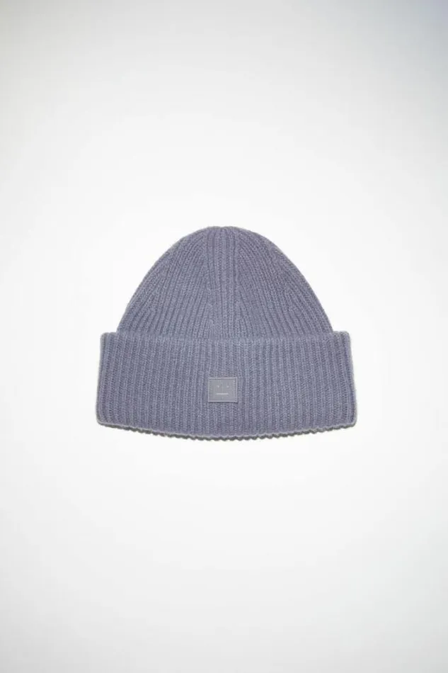 Acne Studios Face Collection Woman Small Face Logo Beanie Faded Purple