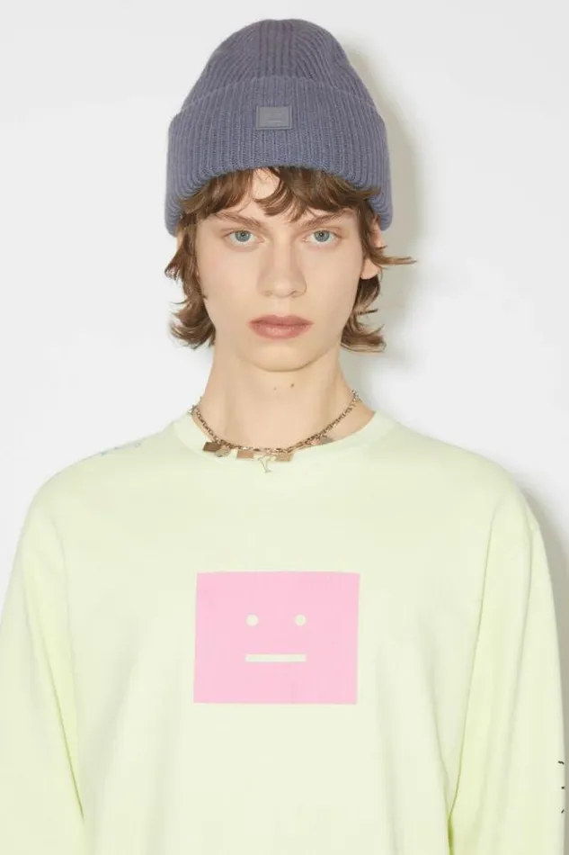 Acne Studios Face Collection Woman Small Face Logo Beanie Faded Purple