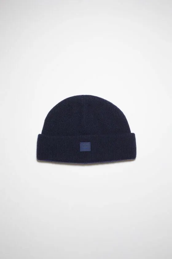 Acne Studios Face Collection Woman Small Face Logo Beanie Navy