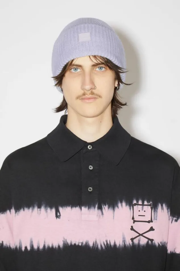 Acne Studios Face Collection Woman Small Face Logo Beanie Purple Melange