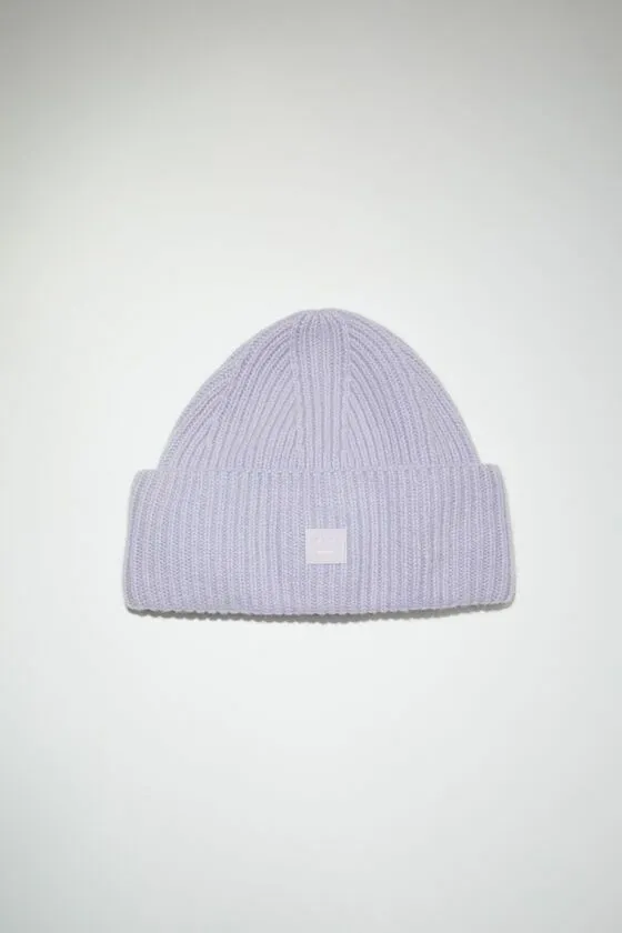 Acne Studios Face Collection Woman Small Face Logo Beanie Purple Melange