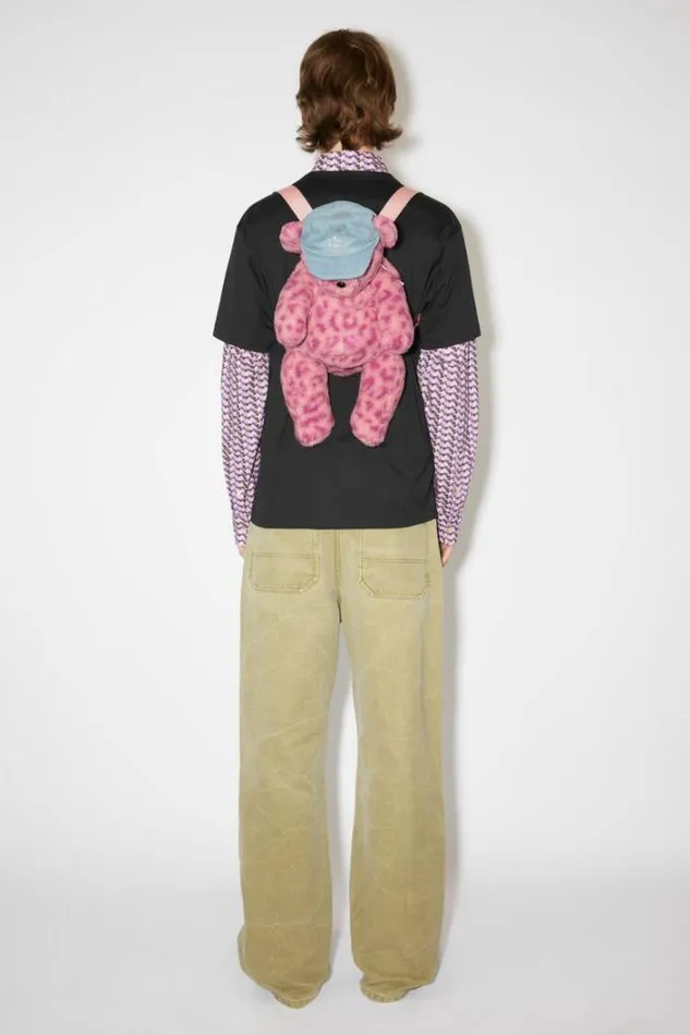 Acne Studios Face Collection Woman Teddy Backpack Pink