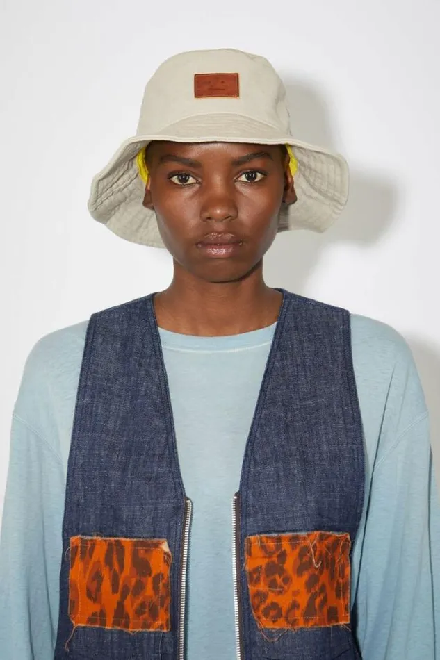 Acne Studios Hats Woman Canvas Bucket Hat Mushroom Beige