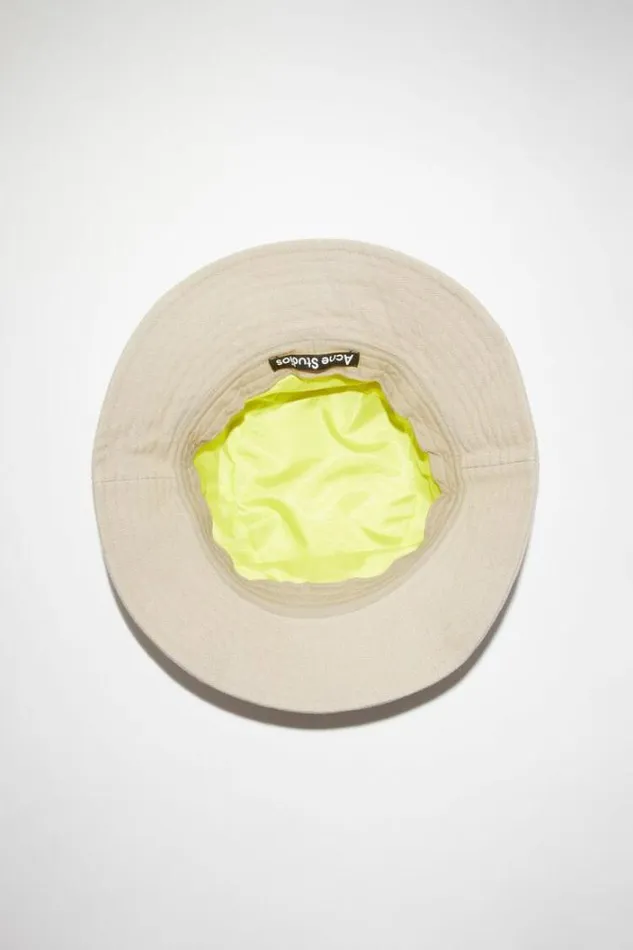 Acne Studios Hats Woman Canvas Bucket Hat Mushroom Beige