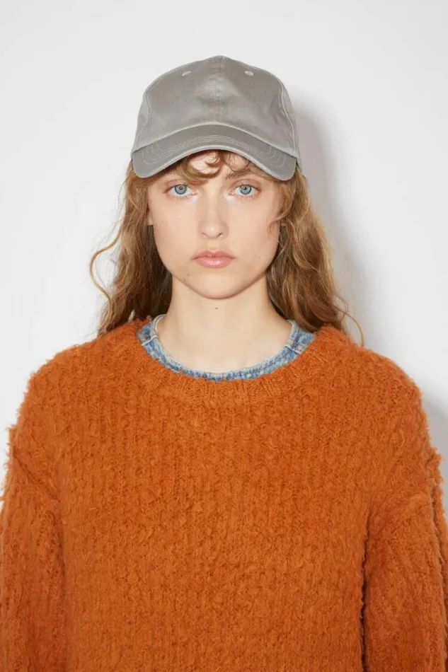 Acne Studios Hats Woman Cotton Baseball Cap GreyKhaki
