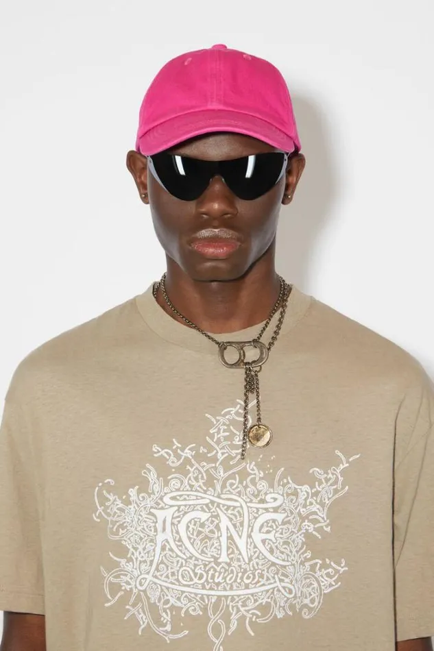 Acne Studios Hats Woman Cotton Baseball Cap Neon Pink