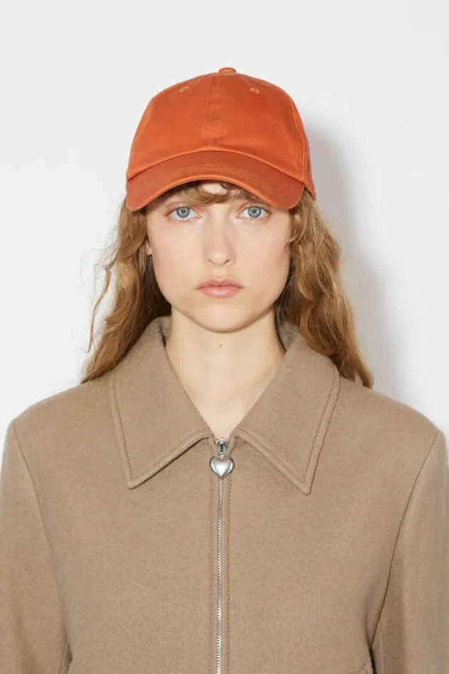 Acne Studios Hats Woman Cotton Baseball Cap Rust Red