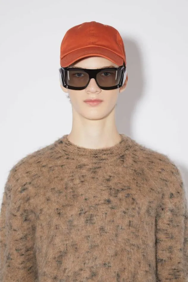 Acne Studios Hats Woman Cotton Baseball Cap Rust Red