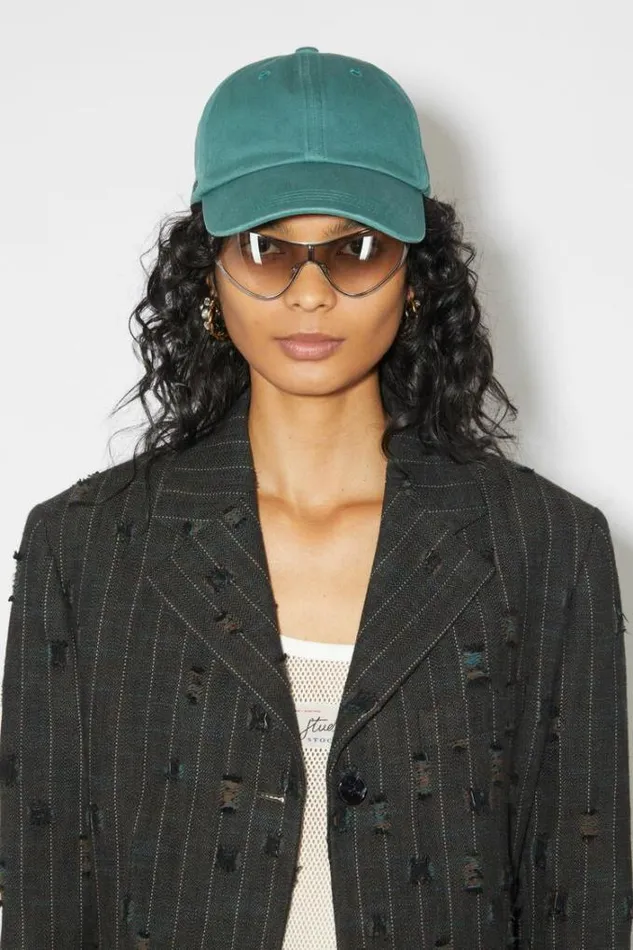 Acne Studios Hats Woman Cotton Baseball Cap Sea Foam Green