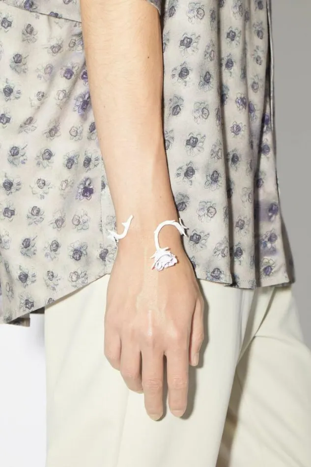 Acne Studios Jewellery Man Cuff Rose BraceletRunway Show White