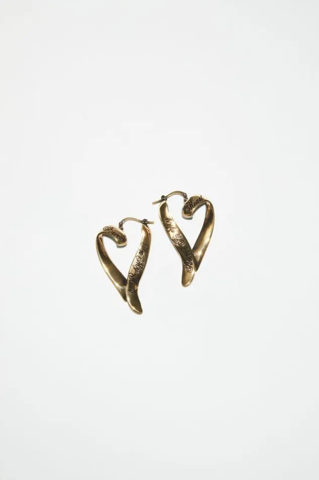 Acne Studios Jewellery Man Heart Hoops Antique Gold