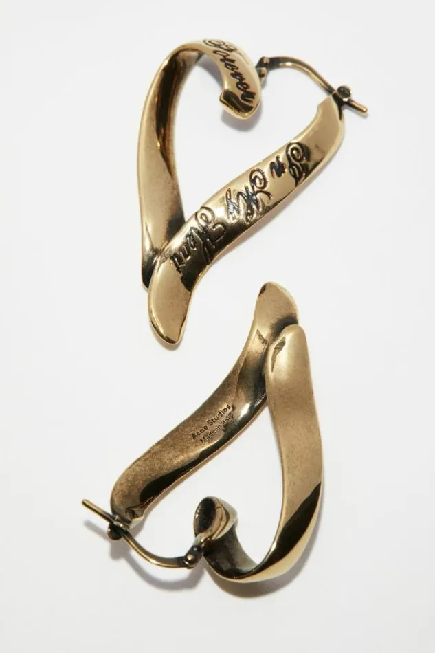 Acne Studios Jewellery Man Heart Hoops Antique Gold
