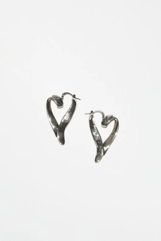 Acne Studios Jewellery Man Heart Hoops Antique Silver
