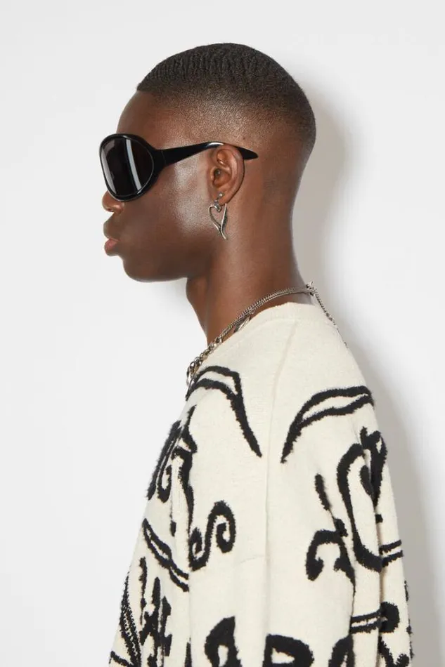 Acne Studios Jewellery Man Heart Hoops Antique Silver