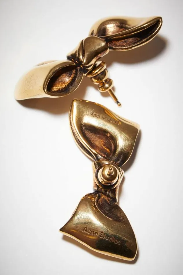 Acne Studios Jewellery Woman Bow Earrings Antique Gold